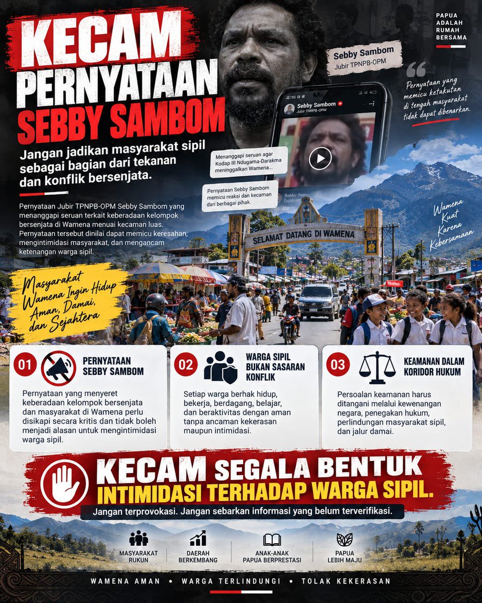 srii_less's tweet photo. Jangan biarkan masyarakat sipil jadi sasaran politik konflik di Papua #PapuaNKRI #PapuaIndonesia #PapuaDamai https://t.co/M00QcXCQNn