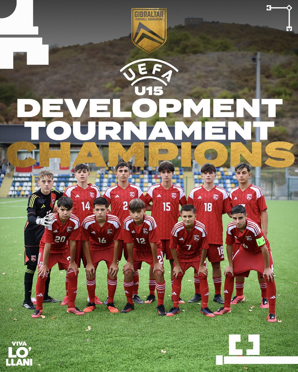 GibraltarFA's tweet photo. THE PERFECT ENDING. 🏆
Gibraltar U15s defeat Andorra in the tournament decider and are crowned UEFA Development Tournament champions 🇬🇮
A MASSIVE effort from the ENTIRE team!
Show your love to the boys 👇 https://t.co/LhUwhNntIs