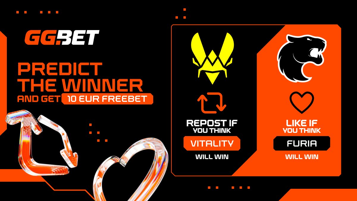 ggbet_en's tweet photo. Predict the winner and get a 10 EUR freebet! 🧡

Who will take the series? 🤔

🔁 Repost if you think Vitality will win
❤️ Like if you think FURIA will win

5 lucky winners will get 10 EUR no-dep freebet! https://t.co/RNeseUBus5