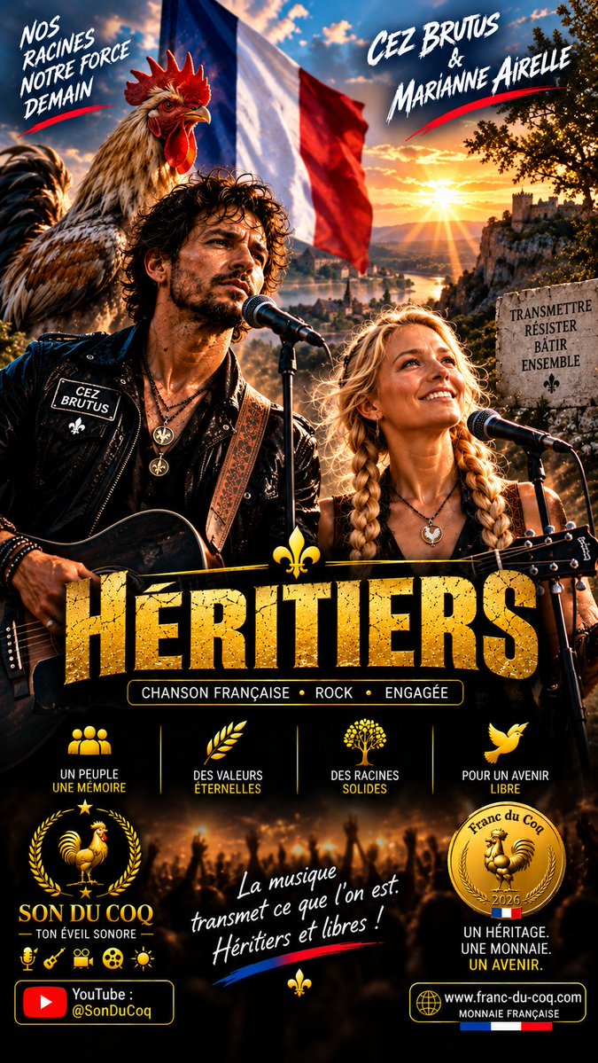 daronat60754's tweet photo. 🎤Karaoké: Héritiers – Cez Brutus & Marianne Airelle 🐓SonDuCoq https://t.co/J1Y4zl4Hbb
📺Chaîne officielle 🐓@SonDuCoq: https://t.co/DklUCyworM
👍Abonnez-vous ! Pour la création ✍️Paroles d’Auteur
🌐Site Partenaire 🪙Franc Du Coq : https://t.co/kDF7LnaaUF
🌅Ton éveil sonore 🎧Bonne écoute !
#SonDuCoq #Héritiers #CezBrutusMarianneAirelle #Karaoké #ChansonFrançaise #ÉveilSonore