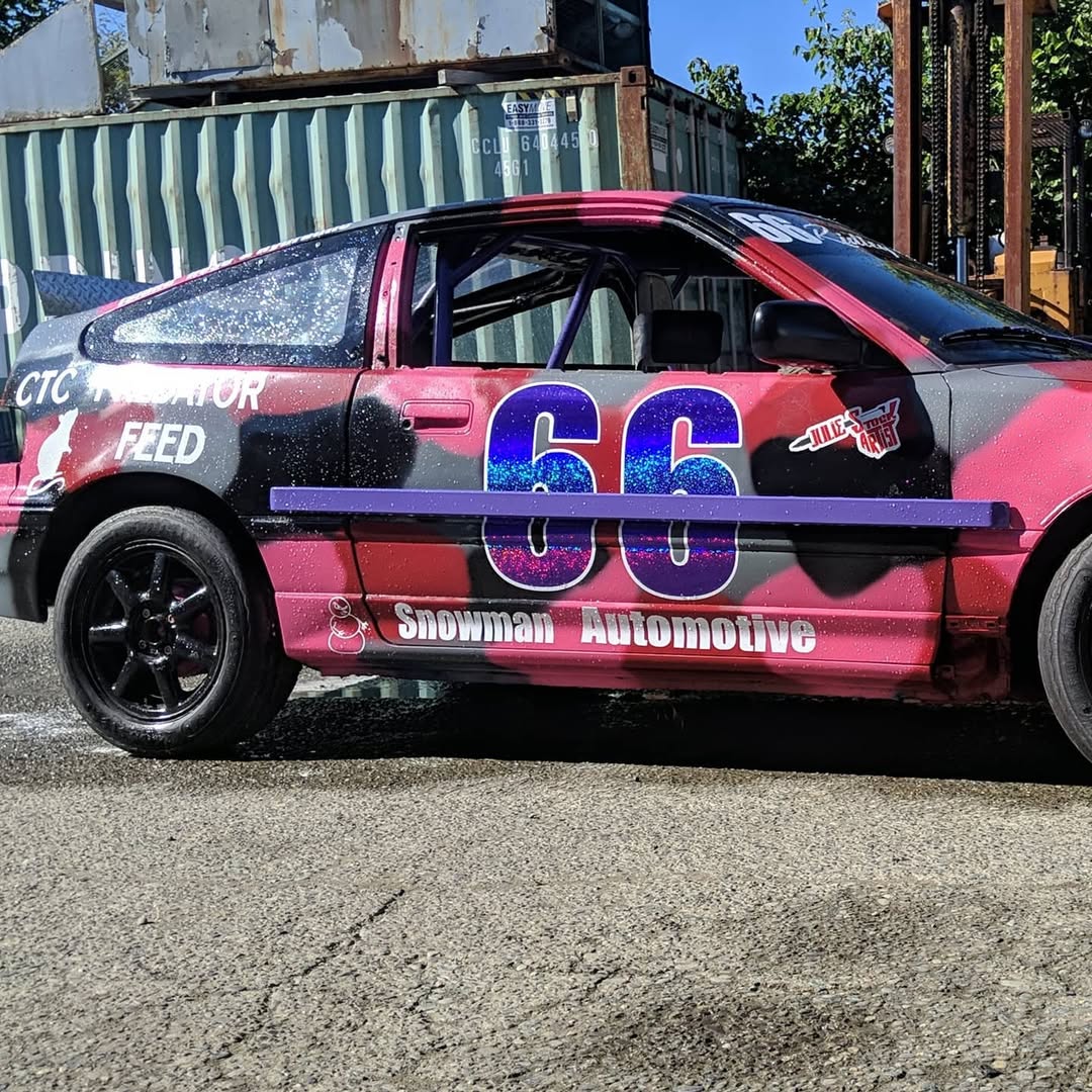 blasall's tweet photo. Well, the Saratoga Speedway car is done. Taking her to Penticton to get automatically disqualified. Oh well—race the laps, have a blast, and spend time with friends. https://t.co/68RZL4jjmn
