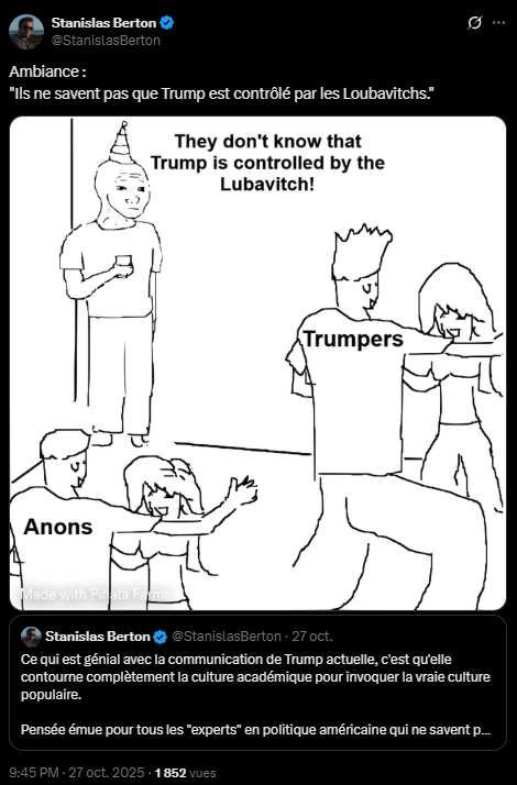 egregoor's tweet photo. Sérieusement @mk_polis, comment peut-on relayer le sosie de la douille @StanislasBerton, l' « l'Homme de la Renaissance » dixit @AndreBercof ?

Berton qui a vendu #Trump contre le dipstète avec le résultat que l'on sait...

Et qui poursuit les Théories Q sous interprétation de l'autoproclamé « Messie » Lin Wood tout en mixant cela à une soi-disant réfutation de gnose en citant Étienne Couvert...

https://t.co/CejBs7DgPI