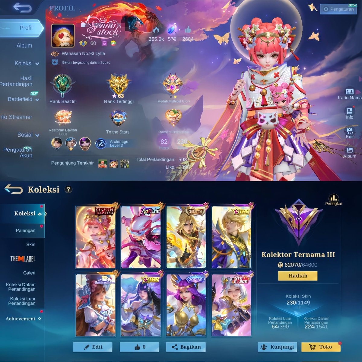 petaibeer's tweet photo. monsep allkos take sgmail  
  -kgm kepencet ex glory 63 angela kinshin, lylia neo, xavier cc, vale asl, kagura asl, zhuxin pace dll sl frag 1k, coa 900, dm ganda utuh (250,500) emote navi,ily on, free sl card 1  ♡  
price: 400k 
#zonauang #zonajajan #zonaba ml tt ff https://t.co/SD1apIqwhA