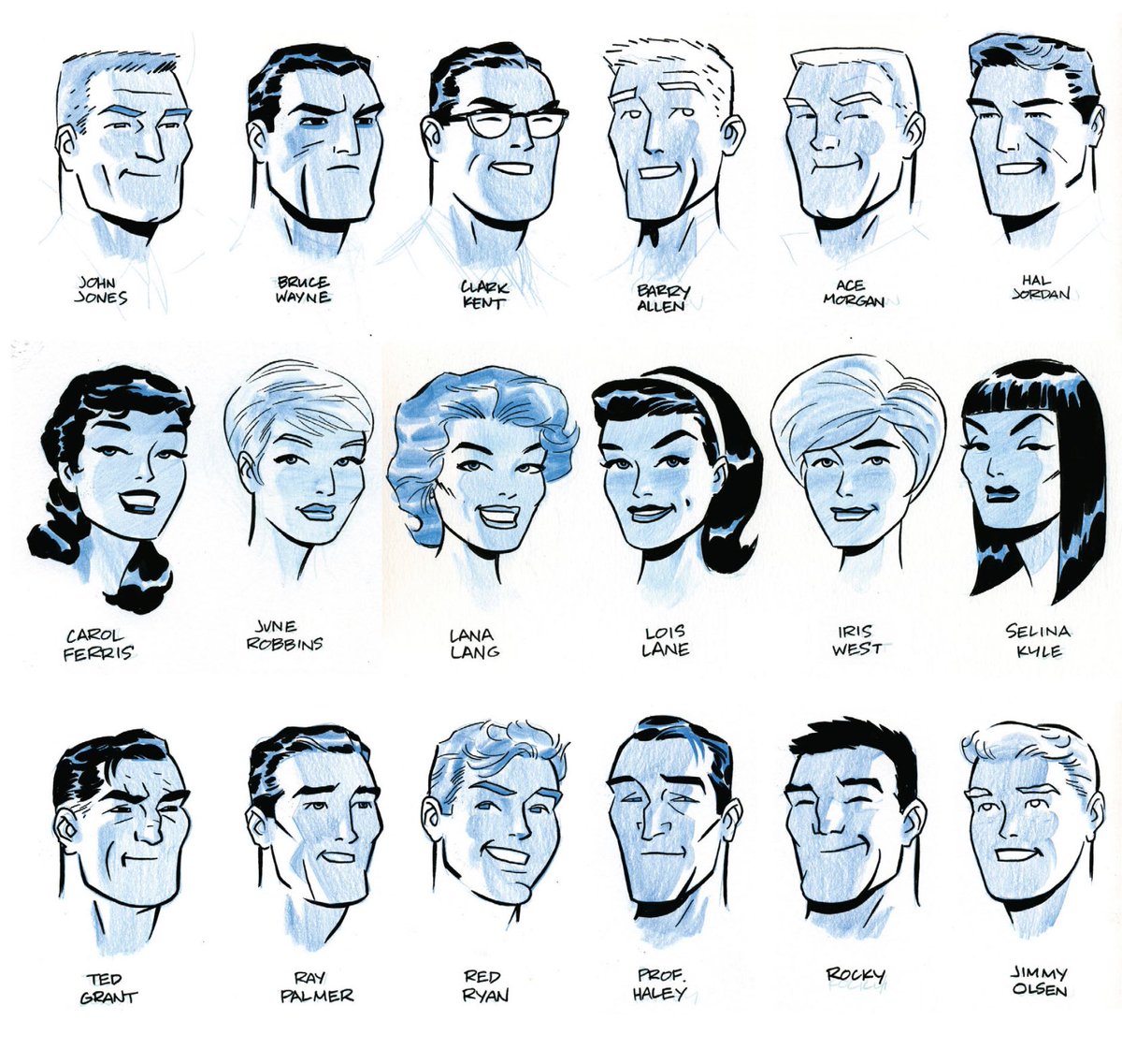 TheBatHome's tweet photo. Darwyn Cooke’s character designs for the DC Universe. His clean, timeless style was truly one of a kind. https://t.co/YA7mJZ4bRz