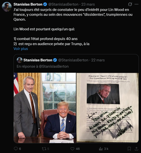 egregoor's tweet photo. Sérieusement @mk_polis, comment peut-on relayer le sosie de la douille @StanislasBerton, l' « l'Homme de la Renaissance » dixit @AndreBercof ?

Berton qui a vendu #Trump contre le dipstète avec le résultat que l'on sait...

Et qui poursuit les Théories Q sous interprétation de l'autoproclamé « Messie » Lin Wood tout en mixant cela à une soi-disant réfutation de gnose en citant Étienne Couvert...

https://t.co/CejBs7DgPI