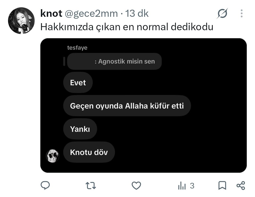 crextoz's tweet photo. BEN KNOTUN AGNOSTİK OLDUĞUNU SÖYLEDİM İNANMAYIN ŞU PUŞTA ELHAMDÜLİLLAH MÜSLÜMANIM ARKADAŞLAR أشهد أن لا إله إلا الله، وأشهد أن محمدًا عبده ورسوله. https://t.co/wexbzAwDJc