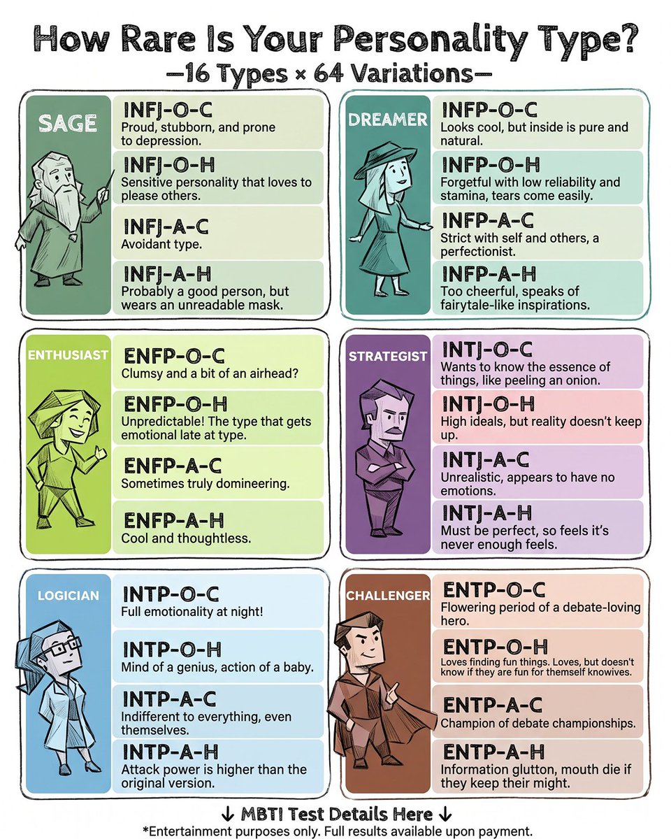 x64personality's tweet photo. Think 16 types cover it all? 
You might be far more complex.