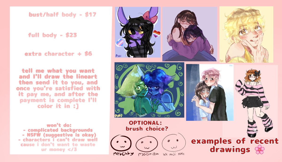 soliepyri's tweet photo. HAIII I'M OFFICIALLY OPENING COMMISSIONS !!!!!! 
dm me if ur interested :]
reposts appreciated 🩷

#commsopen #ArtCommissions https://t.co/qVxpuxd2qW