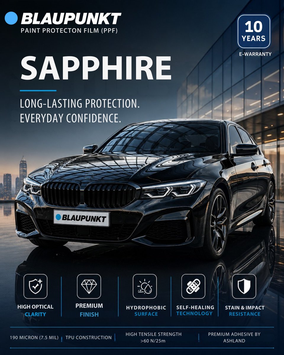 hanifeasik's tweet photo. Protect what moves you. Blaupunkt Sapphire PPF delivers lasting shine, self-healing technology, and unmatched protection for every journey. https://t.co/COd061Lfl2