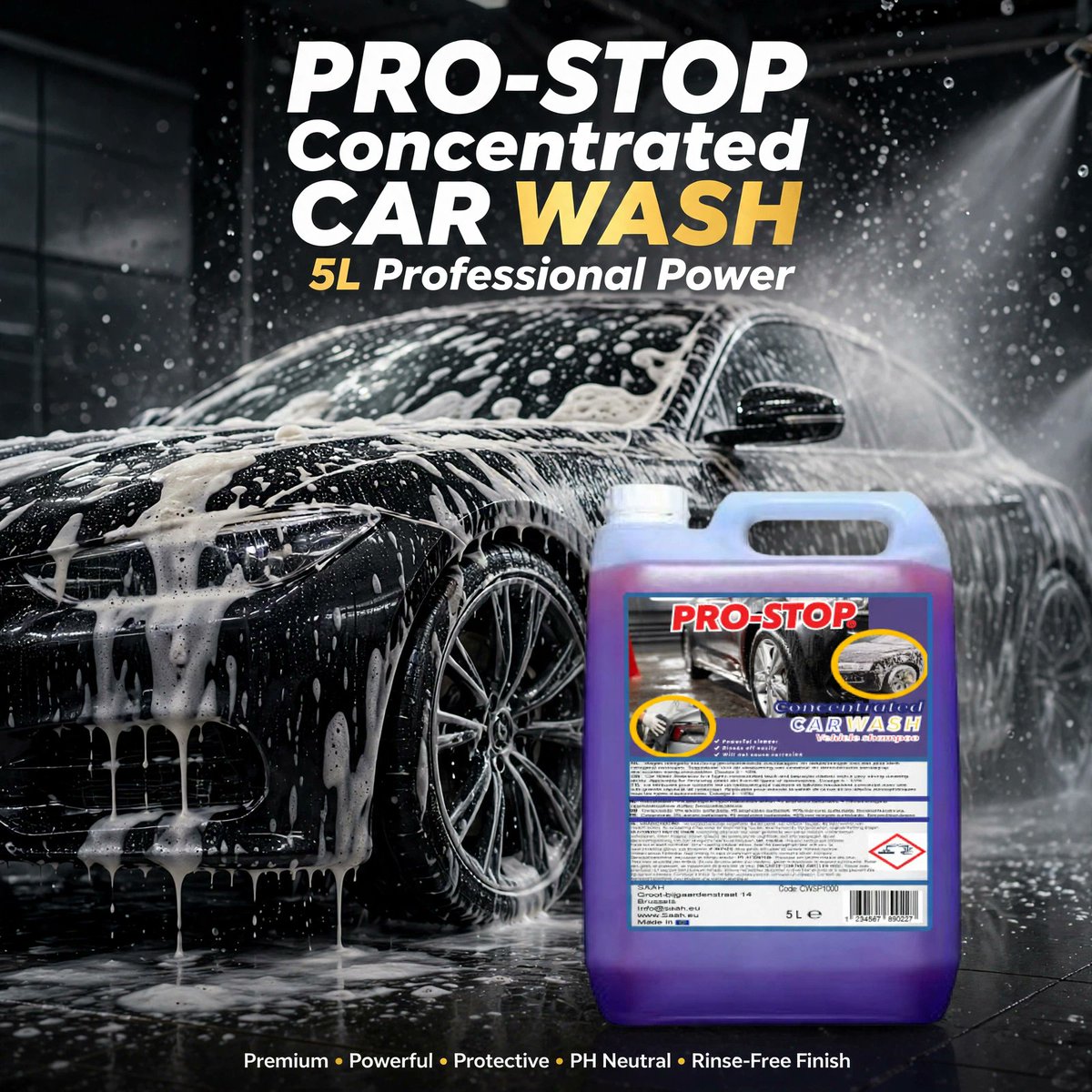 SaahSolution's tweet photo. PROSTOP Car Shampoo
Shine On. Drive Clean.
Give your car the care it deserves with PROSTOP Car Shampoo—a gentle yet powerful formula designed to lift dirt, protect paint, and leave a brilliant shine. #ProStop #CarWash #CarDetailing #CarShampoo #Detailing #SatisfyingWash #SAAH https://t.co/kcJfuBInHS