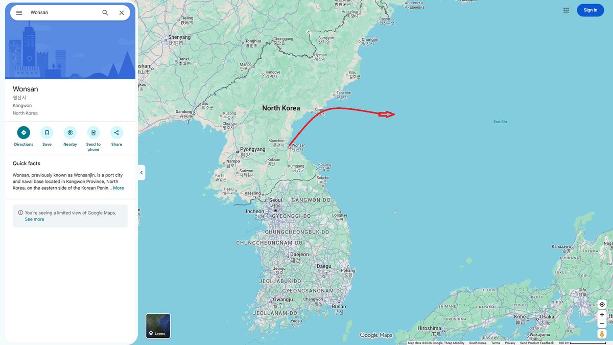 AIYeyENGDdJkjTr's tweet photo. Sept. 20, 2026
#North Korea #Additional launch #Ballistic Missile Fired

North Korea fired another missile just over three hours after firing a short-range ballistic missile.

The first missile launched by North Korea was Around 3 p.m., a single ballistic missile was launched from the Wonsan area toward the East Sea in a northeasterly direction.

The missile flew approximately 440 km and reached a maximum altitude of about 60 km.