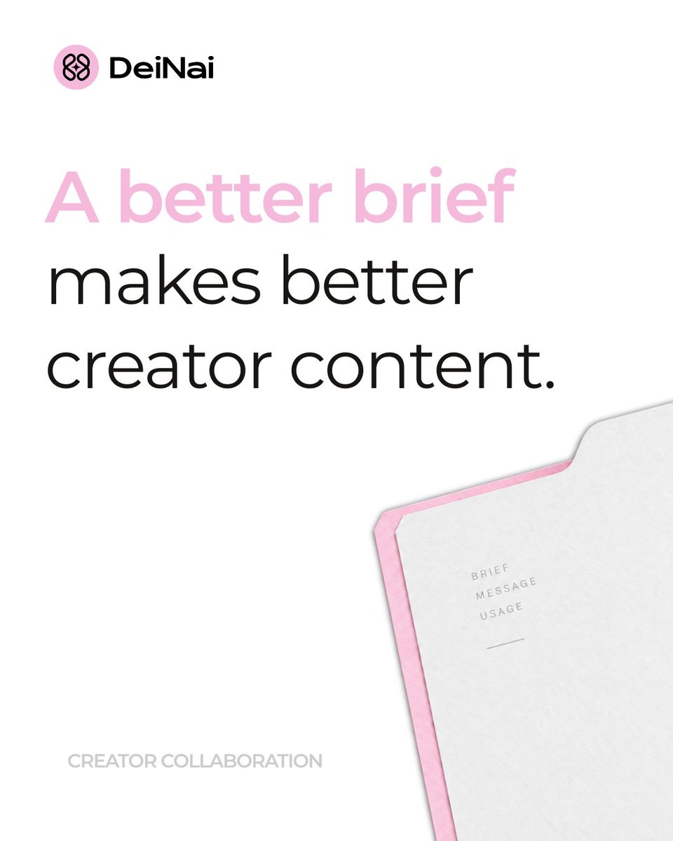 dei_nai's tweet photo. A better brief doesn’t mean a longer brief.
Get the basics clear. Set the message. Agree on usage early. Then give creators room to create.
Better expectations make better collaboration. https://t.co/ItYwlJatTR