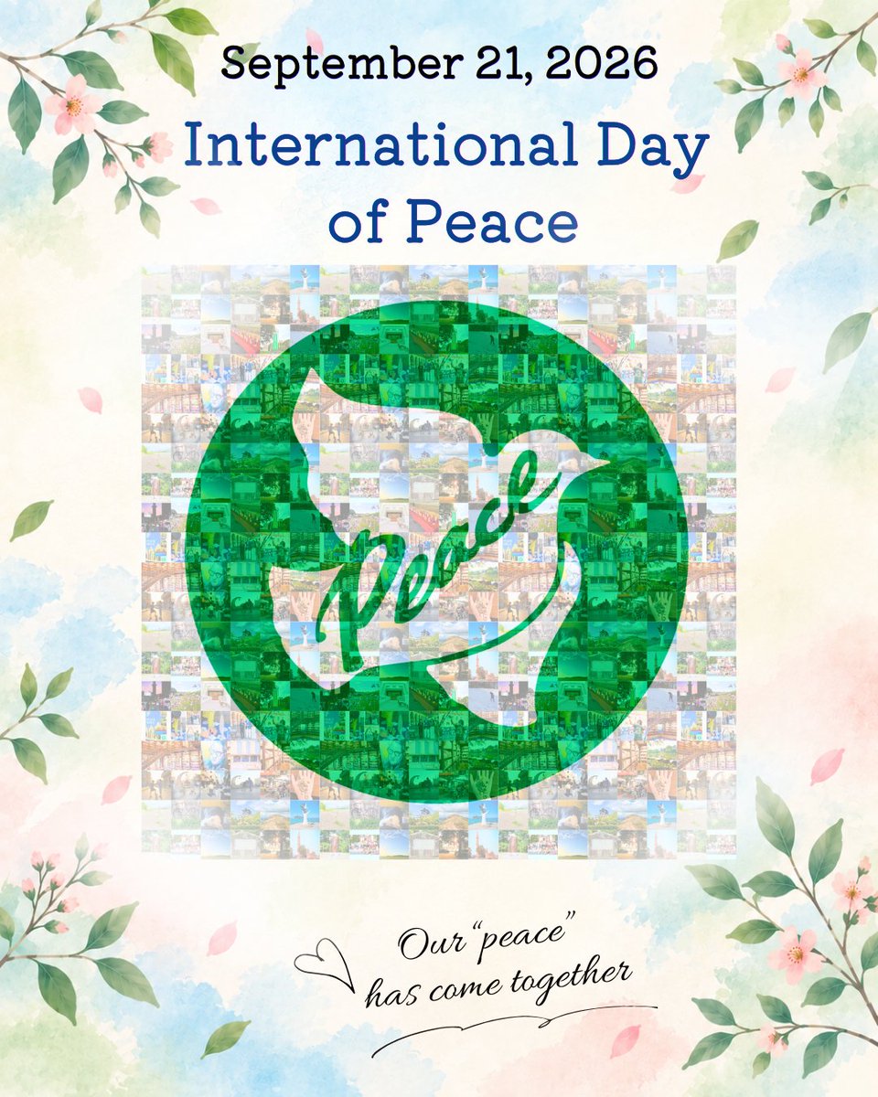 Mayors4Peace's tweet photo. September 21 is the International Day of Peace🕊️
We brought together the photos you shared expressing what “peace” means to you to create a photo mosaic.
Each photo reflects a different expression of “peace.”
Thank you to everyone who shared a photo and message with us.
Each of our everyday actions can help build a more peaceful future🌏
#MayorsforPeace #EverydayPeace
#InternationalDayofPeace