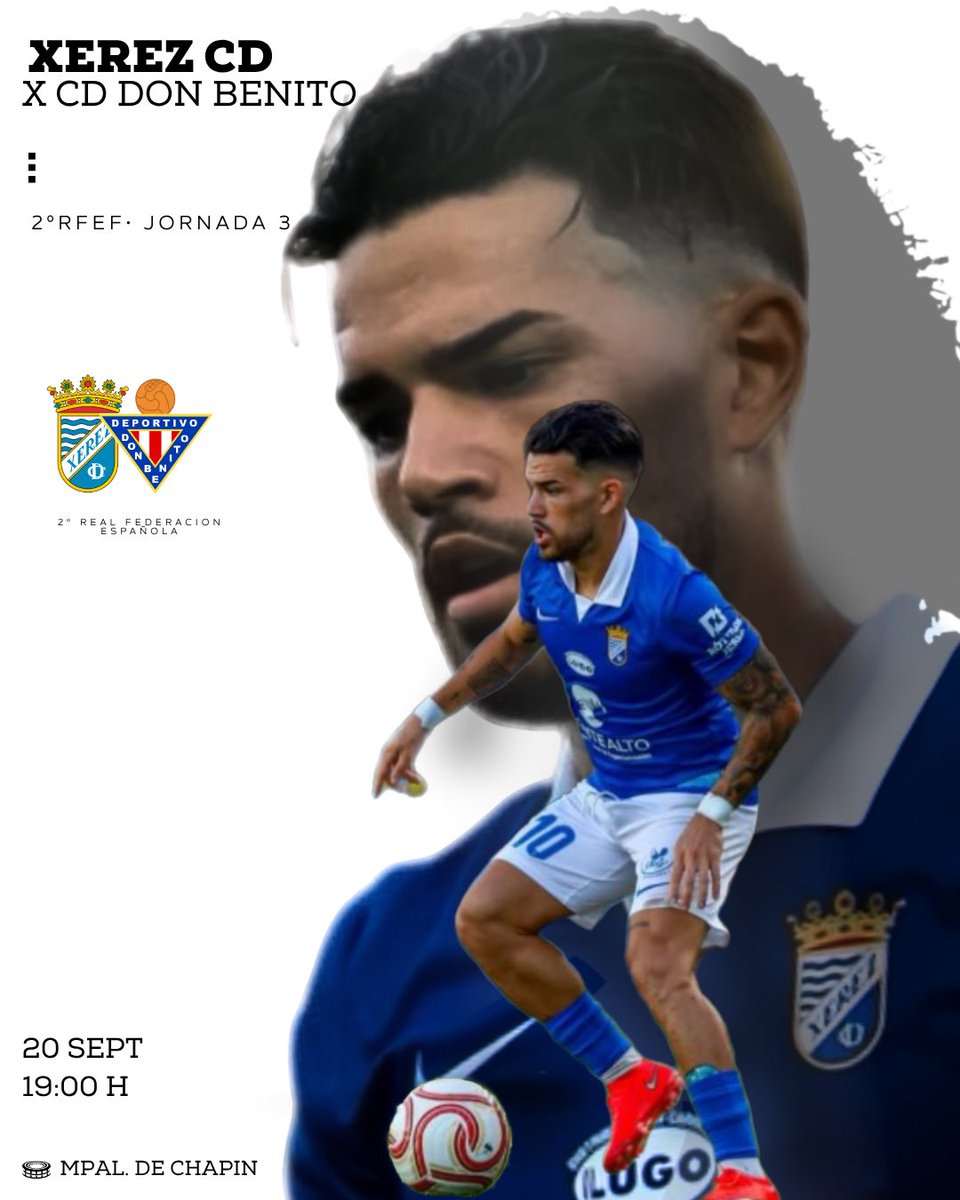 TertuliaAzulina's tweet photo. Hoy es ᴅɪ́ᴀ ᴅᴇ ᴘᴀʀᴛɪᴅᴏ ! Es día de nuestro Xerez CD!!!

🆚 @cddonbenito 
🏟️ Municipal de Chapín
⏰ 19:00H
📺 YouTube Xerez CD https://t.co/TWjgcApPq6