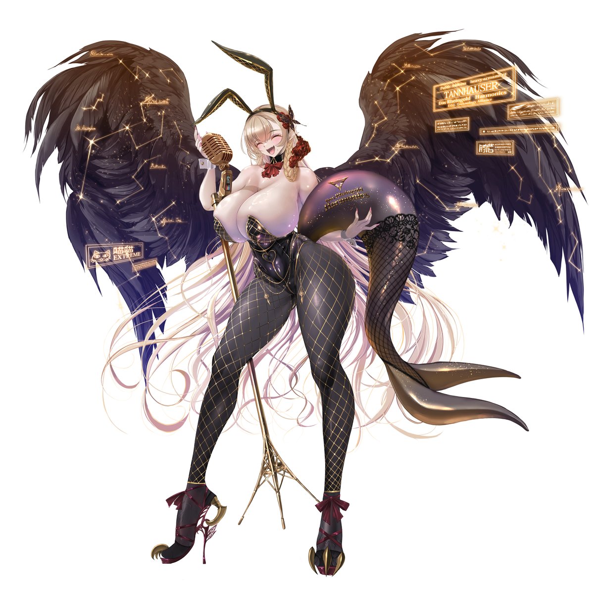 naglfar999's tweet photo. エデンズリッターグレンツェにて
「月も焦がれる歌姫メガエラ」を描かせてもらいやんした！翼と尻尾のカラーは夕暮れ時の静かなビーチでの星空をイメージしまんた('▽')
「高いお金払ってもらって申し訳ないですけどプレミアムアリーナの人は命の保証はありませんよ♪」
＃エデンズリッターグレンツェ https://t.co/6kWbDMbCwH