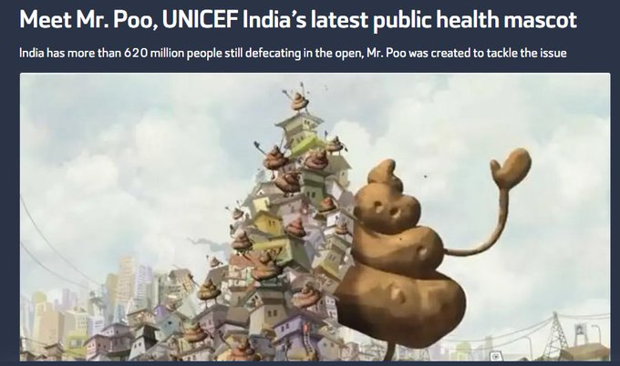 M5NFA's tweet photo. LMFAOOO is this not insane???

India's HEALTH mascot was just released earlier today, and it's literally a poop mascot named Mr. Poo, and its literally getting memed on Twitter already

People are tweeting, 'the memes are already coming' because it's literally a poop mascot

https://t.co/qXjGheKJdq