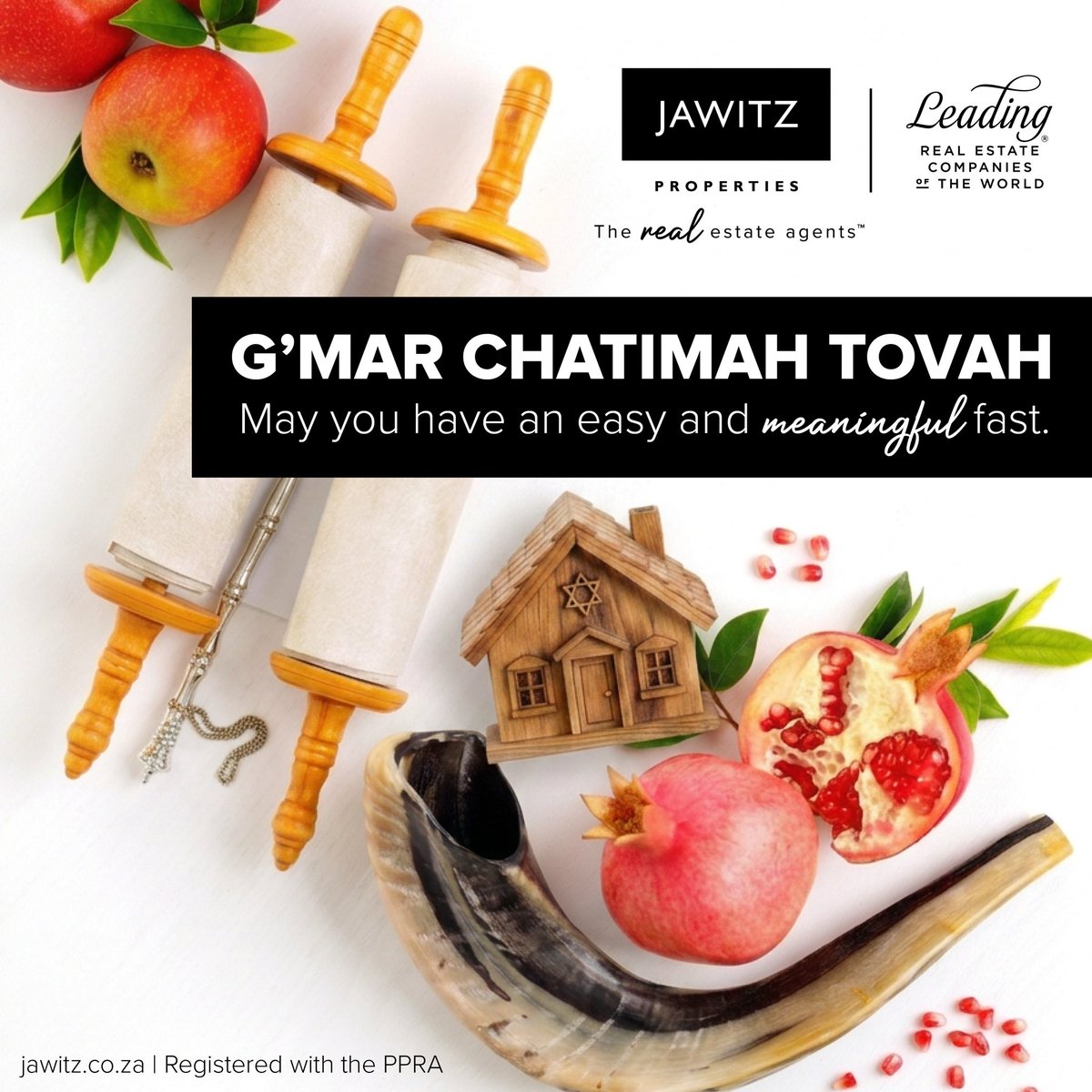 JawitzProp's tweet photo. To all our Jewish followers and clients observing Yom Kippur.

G’mar Chatimah Tovah! May you have an easy and meaningful fast.

The 𝑟𝑒𝑎𝑙 estate agents™️
Registered with the PPRA.
#Jawitz #yomkippur https://t.co/Ydify9ZkDB