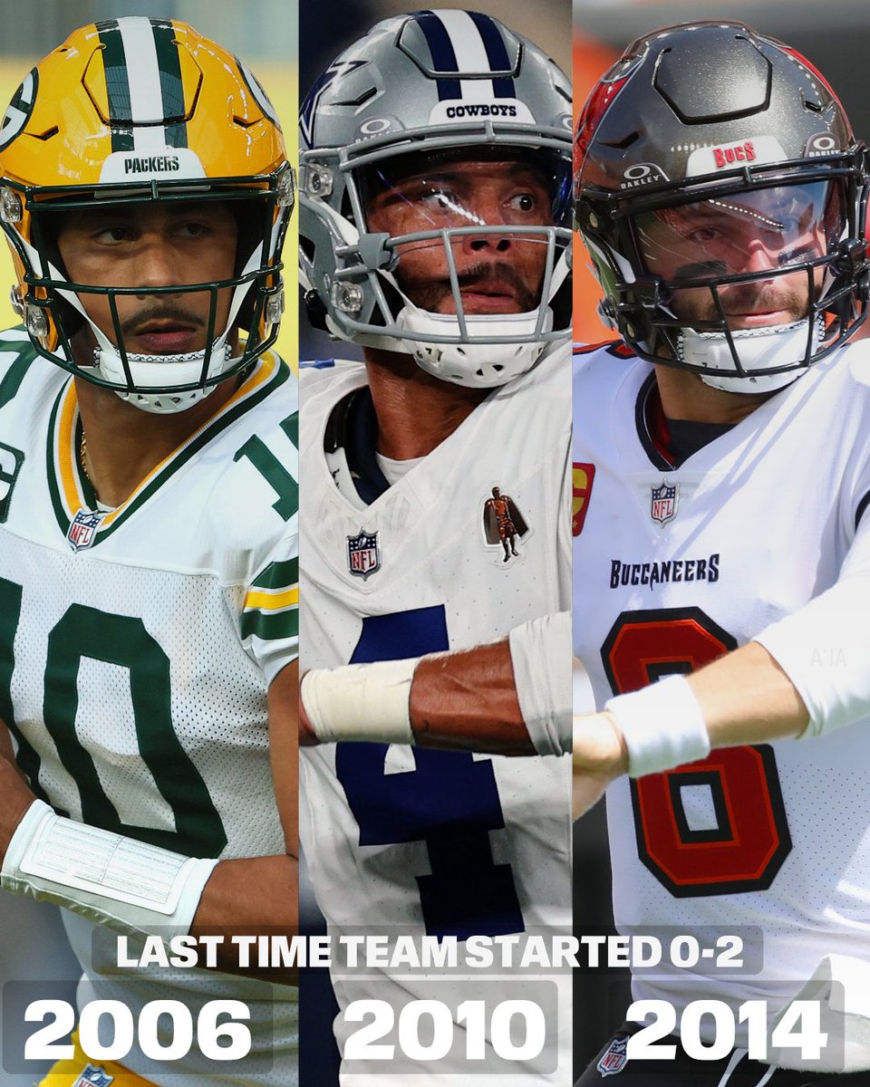 ESPNInsights's tweet photo. The Packers, Cowboys and Buccaneers have the longest active streaks without losing their first two games of the season. 

After week one losses for all three, will one of the streaks end today? 🏈 https://t.co/9rqImxExIj
