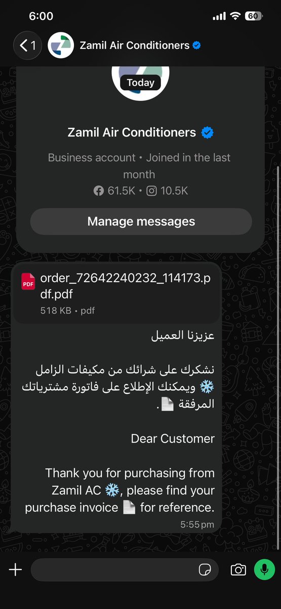 princeh2011's tweet photo. @ZamilACالتعامل معكم سيء،طلبت 8 مكيفات بـ 12,912 ريال يوم 15 وما أرسلتم الفاتورة إلا يوم 20!
فوق تأخير التركيب وادعائكم إني أنا اللي ألتغيته، الفني عند الوصول يطلب 1,800 ريال زيادة لمواصير ومطاط بدون أدنى إفادة مسبقة عند الشراء.المكيفات ما ركبت وأطالب باسترداد المبلغ كاملا!! https://t.co/MEq5BkrwEN