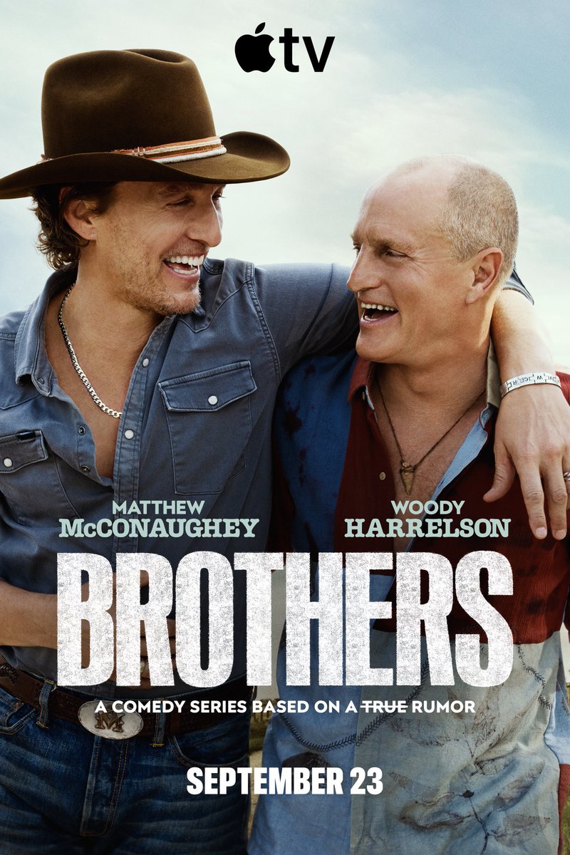 epg_on's tweet photo. A química entre Woody Harrelson e Matthew McConaughey no pôster de BROTHERS me deixa curioso, já que o conceito de dois amigos descobrindo um laço de sangue tem um potencial cômico enorme para essa série da Apple TV. https://t.co/9jB2hkyJhZ