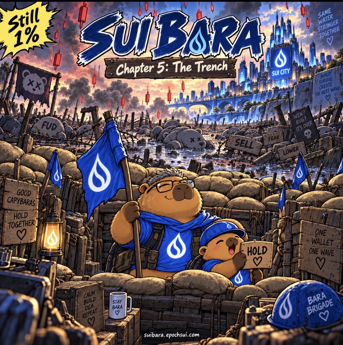 Suibaradotsui's tweet photo. The Bara Chronicles, Chapter 5: The Trench.

New arc. The bears are coming with their signs. The bara gets the shovels.

Soldiers wanted.

Tomorrow. Still 1%. https://t.co/6BVace8vZs