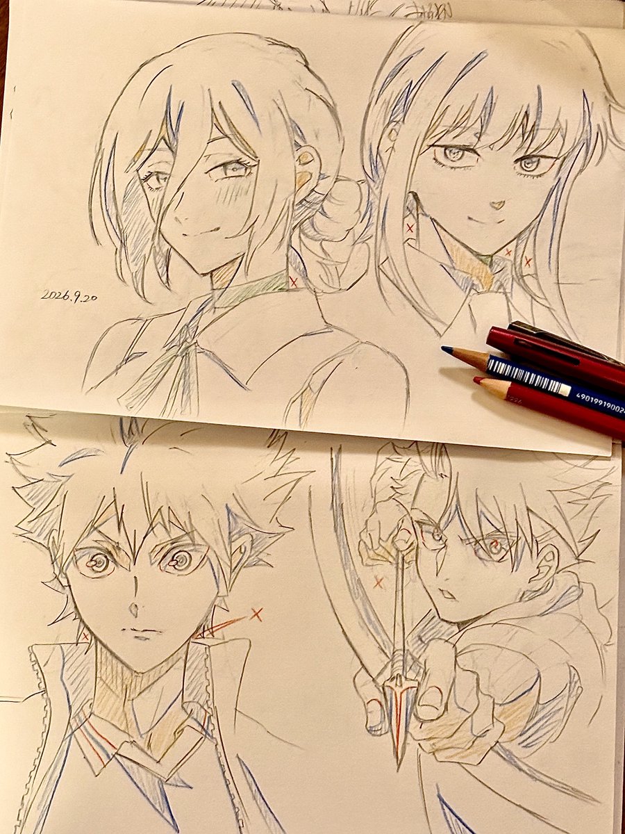 cho_mi005's tweet photo. 今日は用事あるから仕事休むぞー！ってつもりで外出したのに外出先で結局描いている..?!
久しぶりのアナログ落書き楽しかった✌️ https://t.co/VSNLWqpj5l