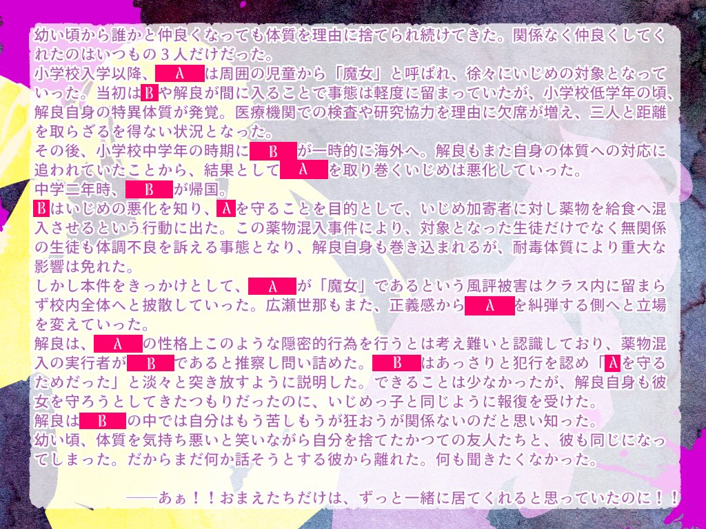 GASHIRONPA's tweet photo. 【第三章クロ】
超トラッシュ級の耐毒体質/薬袋解良

 #がしろん処理済 https://t.co/6joCn2G9tu