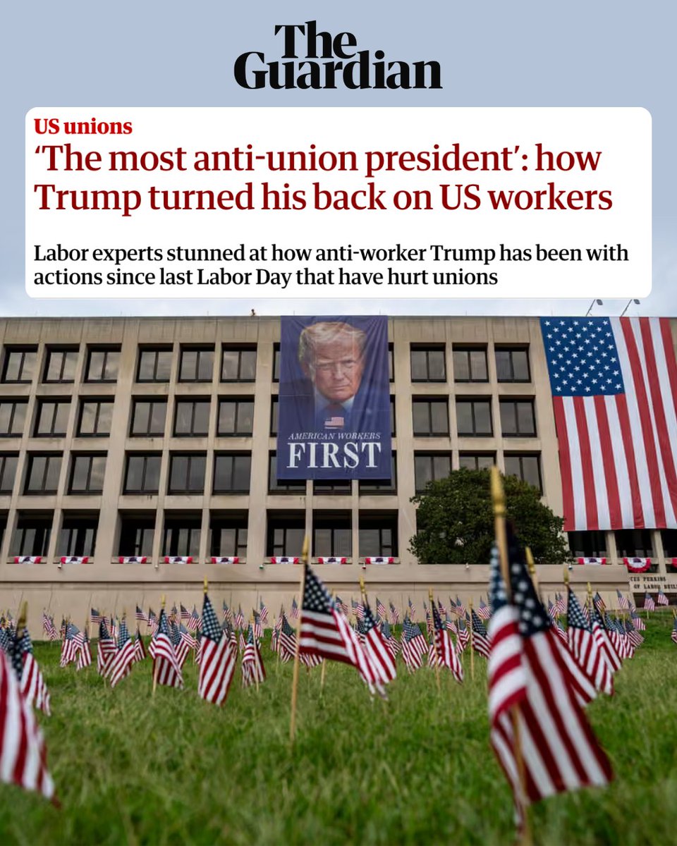 SenGillibrand's tweet photo. Trump is anti-union, anti-labor, and anti-working families.

Between Trumpflation and the Trump Tariff Tax, it's clear he's left American workers behind. https://t.co/68Jtr8rKkU