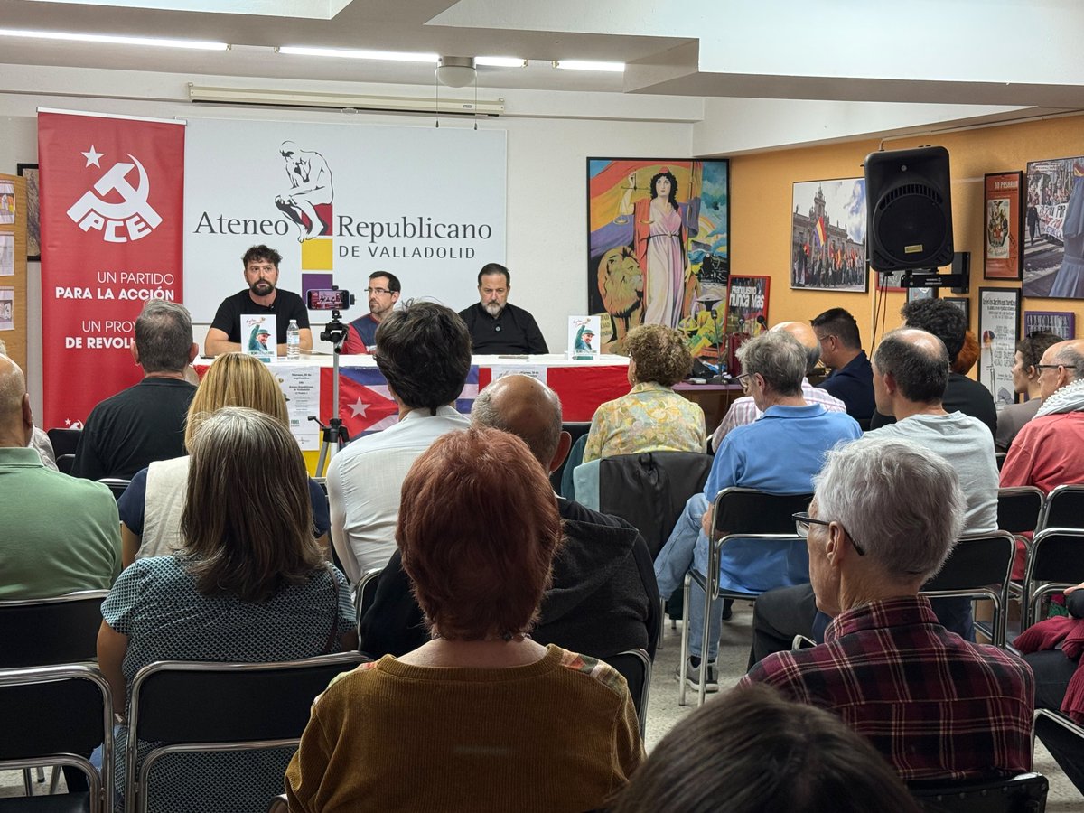 AbelPrieto11's tweet photo. Este 18 d sept, 2 grandes amigos d #Cuba y d las causas justas del mundo, Manu Pineda y José Sarrión, debatieron en Valladolid s/ "100 años c/Fidel, memoria p el futuro". Fidel no es pasado; es presente y futuro. Lo necesitamos hoy, y también las futuras generaciones. 
#FidelVive https://t.co/SpCAsbWqK0
