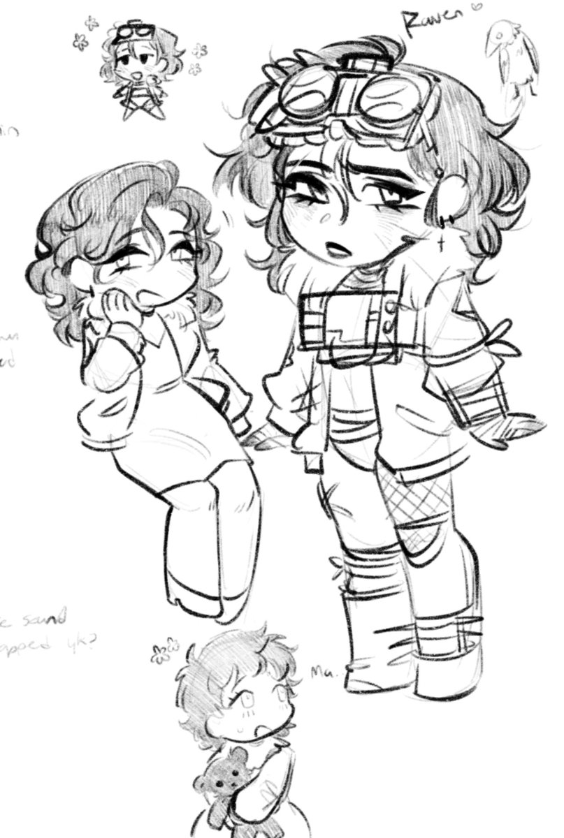 GraveboundAzure's tweet photo. Haven't done much art lately, been super busy with midterms.. they're making my head throb,, 😭

So, old Raven doodles 🥹 https://t.co/hGE9f5WpHW