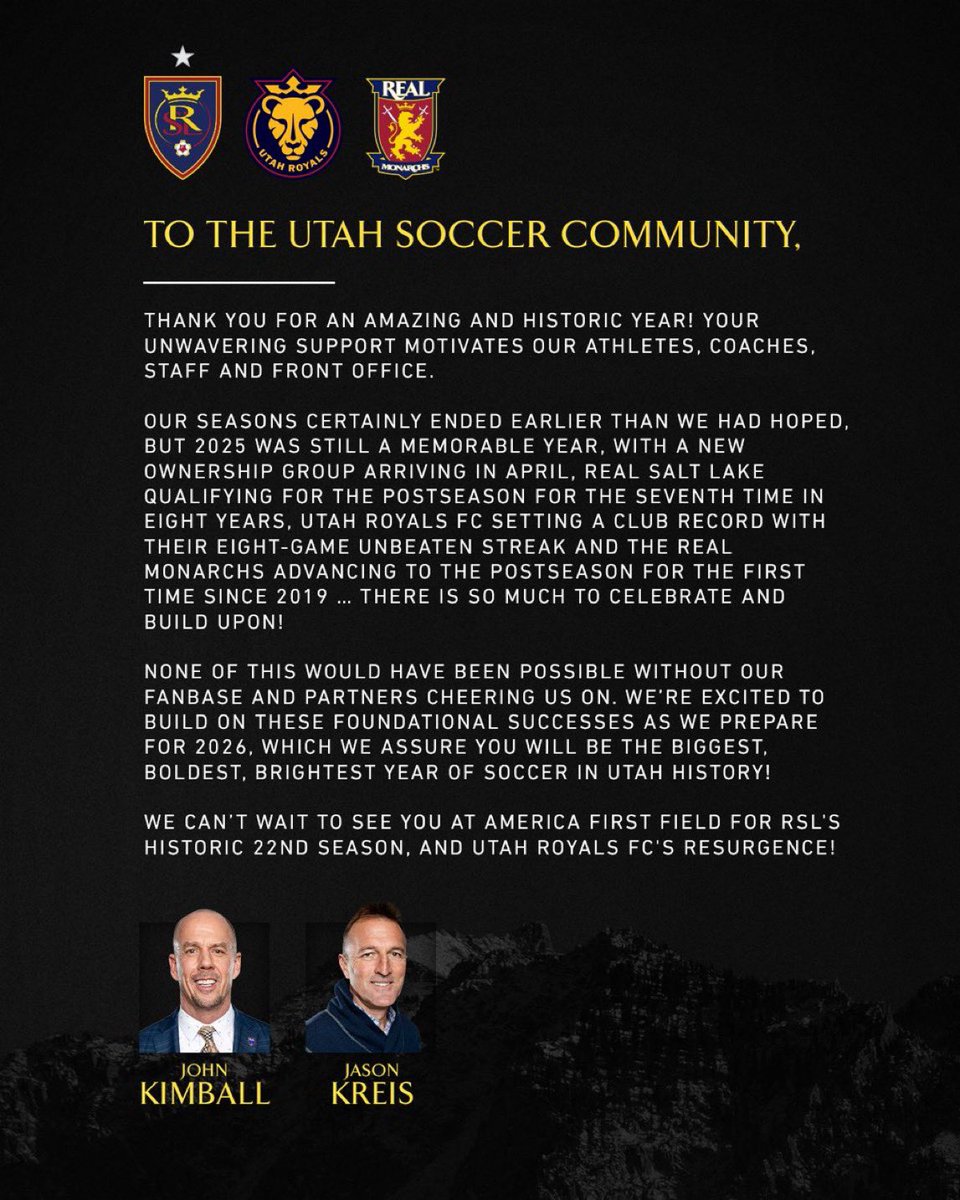 royalriothayden's tweet photo. Huge congratulations to all those who made this happen. From ownership @MillerSportsEnt to front office, to the coaches and players. 

Pretty big accomplishment to be on the cusp of doing something no other team has done before. You’ve definitely provided a historic season. #RSL https://t.co/TNRTRmcbIq