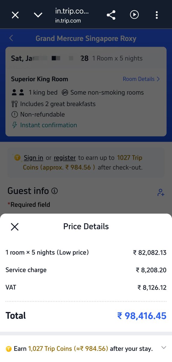 SwipesAndSmiles's tweet photo. Was helping a friend (non #ccgeek) for Upcoming singapore trip on revenue.
He narrowed down @All #GrandMercureRoxy Singapore.
Surprisingly, CREW rates were 20% less than all other OTAs.
Worth exploring for future travels.
Hey!👋
Here's something for your next trip - 2-months membership for your own travel concierge CREW + ₹1000 cash fully redeemable on your first hotel booking.
Skip the waitlist with my referral code: CREWFORNISHANT23
#vacation #luxury @Swiggy #CREW #staycation #accor #premier #swiggy