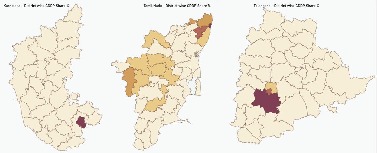 rajeshamlw's tweet photo. No state in India is like this

Can you find another major State in India with this kind of economic spread?

Look at the map:
1) Karnataka’s economy is heavily concentrated around Bengaluru.
2) Telangana’s economy is heavily concentrated around Hyderabad.
3) Tamil Nadu looks different

Chennai is important, but the economy does not stop there.

Coimbatore, Tiruppur, Hosur, Salem, Trichy, Madurai, Thoothukudi and several other districts are all contributing as separate economic engines.

That is Tamil Nadu’s real strength - growth is distributed, not concentrated in one city.

The map explains it better than words