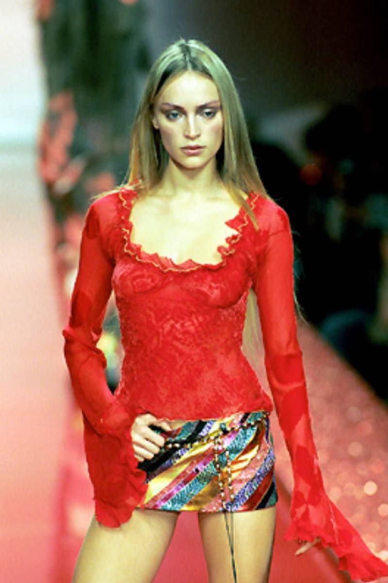 milldealss's tweet photo. vintage Roberto Cavalli f/w 1999 silk devoré velvet top https://t.co/eoXyfGzL0p