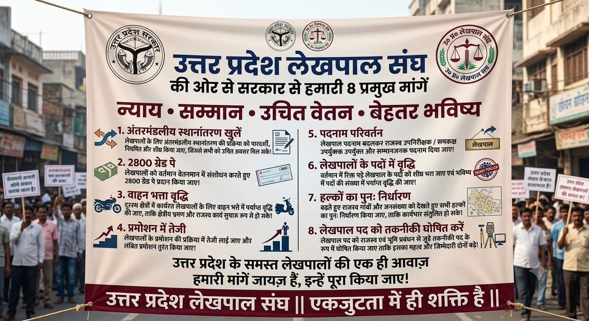 Rajnish5234's tweet photo. सिर्फ मांगें लंबित नहीं हैं, बल्कि हजारों लेखपालों की उम्मीदें भी वर्षों से लंबित हैं।
अब समय है निर्णय का, न कि नए आश्वासनों का।
#JusticeForLekhpal
@myogiadityanath @CMOfficeUP @ChiefSecyUP @BoardofRevenue
: @ChiefSecyUP
 @BoardofRevenue
#JusticeForLekhpal
#JusticeForLekhpal https://t.co/Uy2DzlAF8x