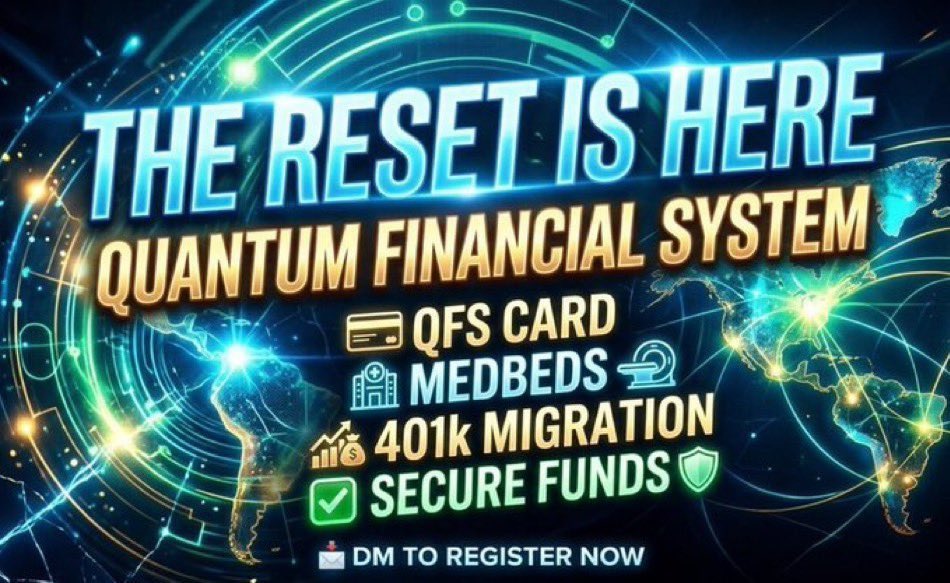 1DonaldTrumpjrQ's tweet photo. The system is failing. 📉 The Financial Reset isn’t coming—it’s ALREADY here. 🚨
If your wealth is still in a legacy bank, you’re at risk. The window is closing. ⏳
THE PROTOCOL:
🌐 QFS Reg: Secure your assets.
💳 QFS Card: Total control.
✨ MedBeds: Priority access.
💸 401k: Move it or lose it.
Don't wait for the crash. Secure your future now. 🛡️📩

👇
https://t.co/0ruAS3q3r9
