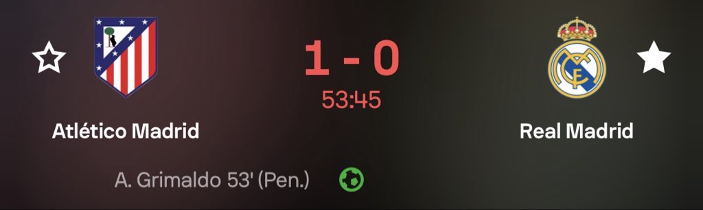Scott3040's tweet photo. 🚨 1-0 ATLETICO MADRID! GRIEZMANN? NOPE — A PENALTY PUTS ATLETI AHEAD! 😱🔴⚪
REAL MADRID IN TROUBLE IN THE DERBY! 😳 A spot-kick gives Atletico the lead. Can Madrid fight back before half-time?
REAL MADRID FANS, WHAT ARE WE SAYING?! 👀🔥 https://t.co/TJeq6gCDRJ