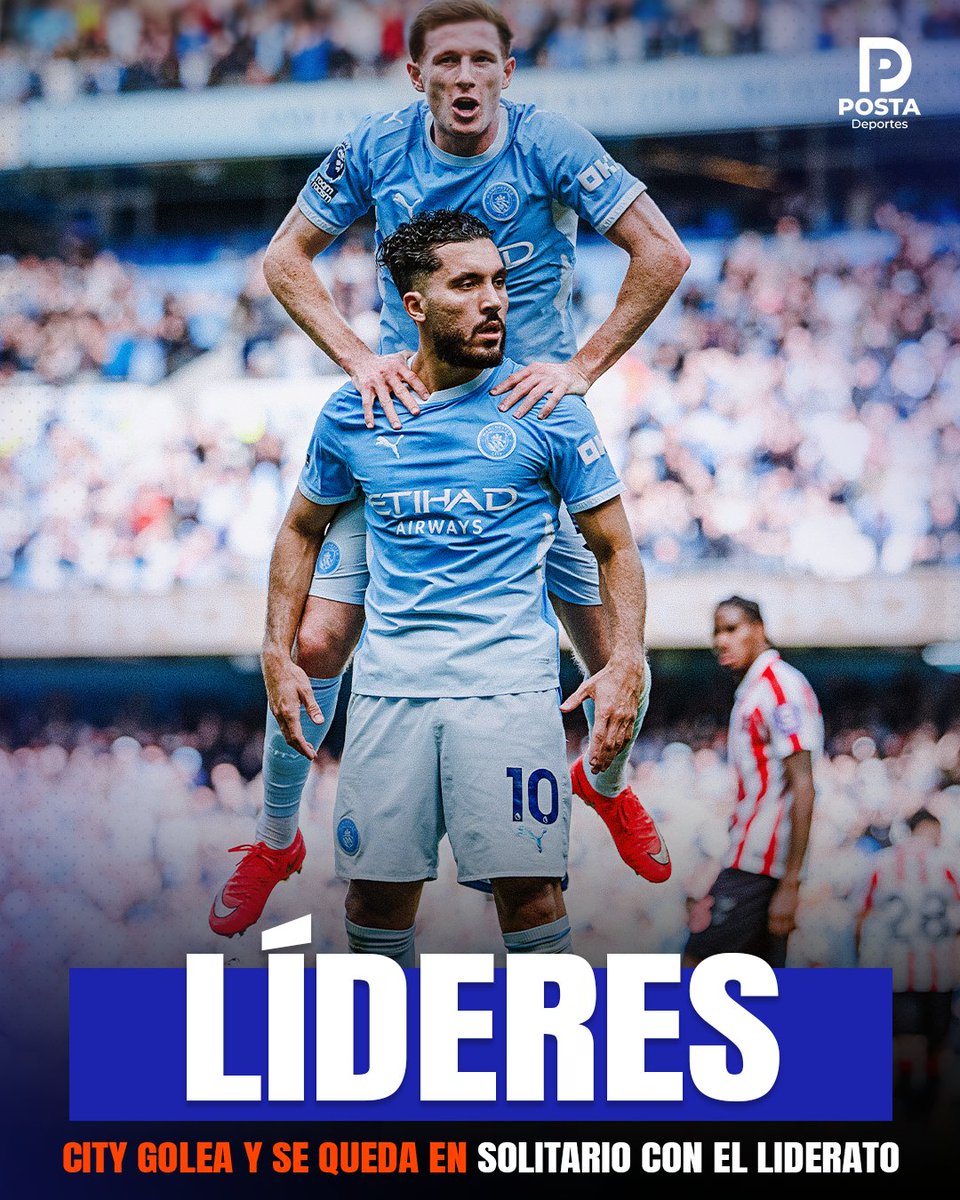 POSTADeportes's tweet photo. ¡VICTORIA Y LIDERATO PARA EL CITY!🩵🏆

El Manchester City derrotó 5-3 al Sunderland y se apoderó en solitario del primer lugar de la Premier League.   

¿Alguien podrá bajar al City del liderato?

#premierleague #manchestercity #sunderland #haaland #enzofernandez https://t.co/rZ5mVtOSrA