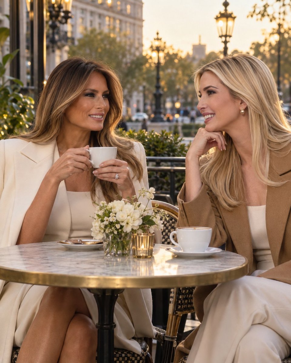 invakatrumpTp's tweet photo. Coffee, conversation, and timeless elegance. ☕️✨
Melania and Ivanka sharing a beautiful moment in the heart of the city—two remarkable women, one unforgettable sense of style. ❤️🇺🇸
@MELANIATRUMP @IvankaTrump
#MelaniaTrump #IvankaTrump #Elegance #TimelessStyle https://t.co/2kpM5T5kOu