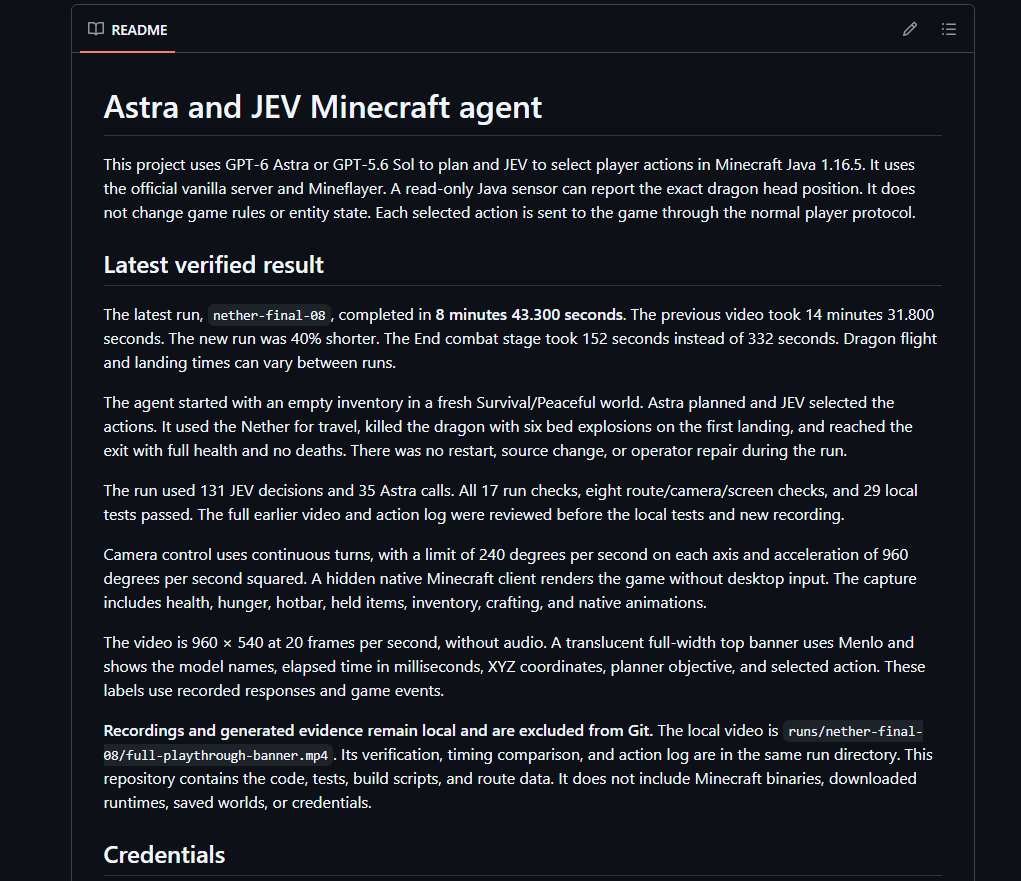 LiXi381m's tweet photo. FIRST JEV MINECRAFT AGENT?

Trajectory Co-Founder Ronak just dropped a JEV minecraft agent?

Literally the fastest AI agent ever to complete minecraft and he fully opensourced it on his Github.

He just posted the code and its going VIRAL.

https://t.co/tN8F0h1l4A

https://t.co/jzNqLhusUc