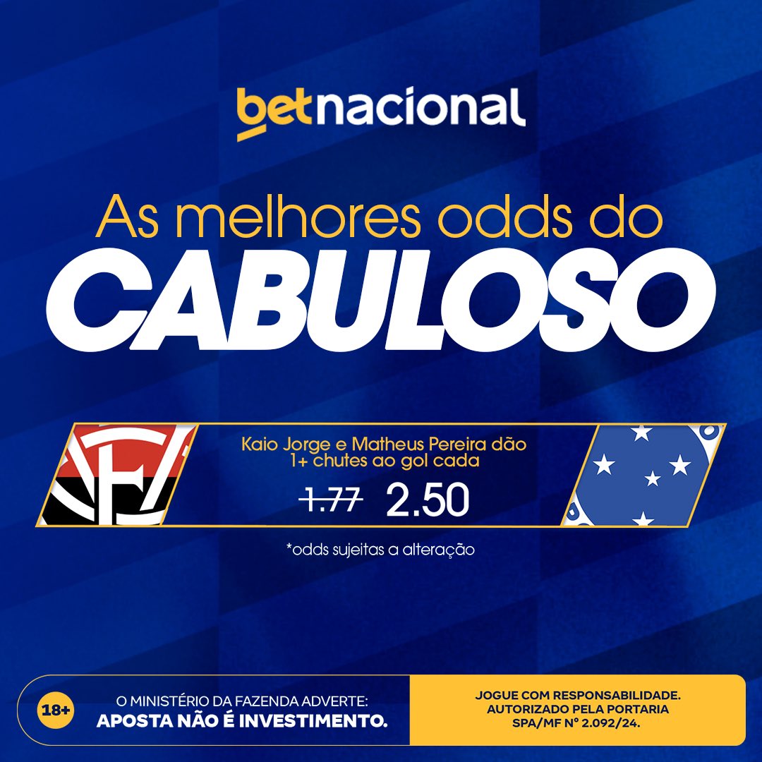 Cruzeiro's tweet photo. As melhores odds do Cabuloso estão na @betnacional, Nação! 🦊

🔗 https://t.co/9sxcYyYqww https://t.co/2juee2ngBy