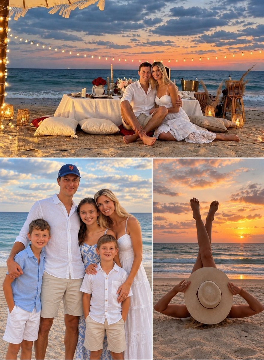 invakatrumpTp's tweet photo. Ivanka and Jared in a rare, completely relaxed moment with their children.
No protocols or cameras, just a beautiful family day at the beach. 🌅
Such beautiful photos. ❤️
#IvankaTrump #JaredKushner https://t.co/JfJpDuHDv7