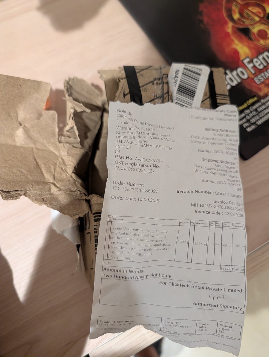 Rahulbhasins's tweet photo. @amazonIN is the new eBay... Frauds galore. Just received an empty packet.. to my fortune it was a 298 rupee product. And now @amazon has launched a full scale investigation into this huge claim I as a #primemember is asking for. 
I remember producing an event for Amazon and a quote on the office wall by @JeffBezos which said something like "take care of the customer of someone else will" which obviously now seems like was not meant for the Indian Market.
