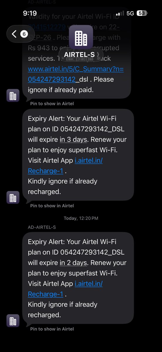 NancySi84229758's tweet photo. The attach screenshots are proof of connectivity issue we are facing from 19th September. My humble question is you won’t spare a single day extra if a customer fails to make payment. Then you should let’s us use the service fully for days we paid you. https://t.co/0tIIv4YbG6