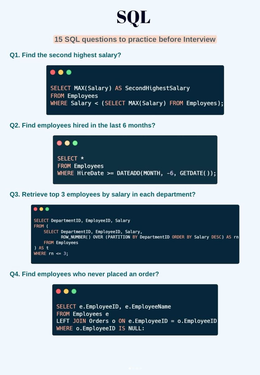 PeterFatd1's tweet photo. 📷 15 SQL Coding Questions All Interviewer Asks https://t.co/5HfpJazleE
