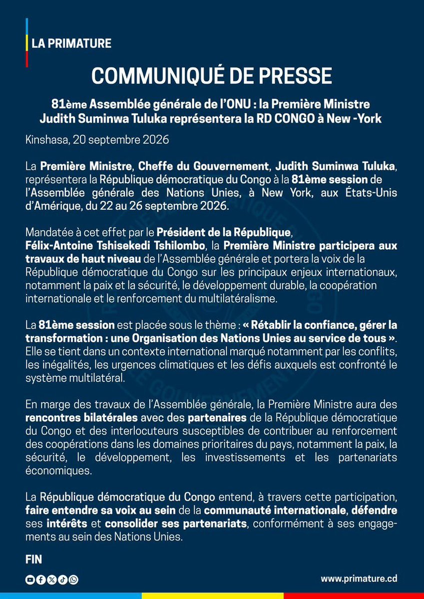 Katsuva_R's tweet photo. Les USA ont refusé le visa à Félix Tshisekedi, pour la 81e assemblée de l’ONU. https://t.co/YxrtVWvt5A