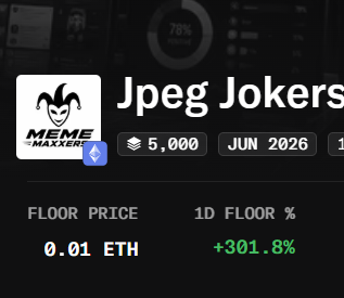 tradesgiving's tweet photo. JPEG Jokers on the Riiise 🃏

Fun Fact: 260+ NFTs have been swept by our team @mememaxxers so far

https://t.co/ummG7kdLmM

We'll keep driving back our revenue to the JJ's and redistributing them to the top contributors 🫡

Next up: $ARCHIVE holders 🪂 https://t.co/3jBb0Xtuv0