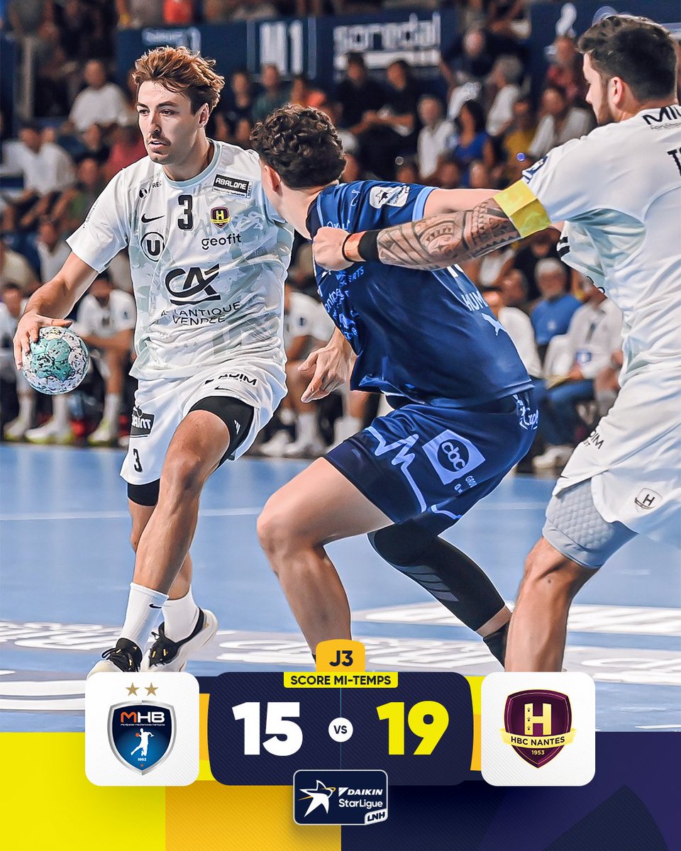 LNHofficiel's tweet photo. ⏱️ 𝗡𝗔𝗡𝗧𝗘𝗦 𝗣𝗥𝗘𝗡𝗗 𝗟𝗘𝗦 𝗗𝗘𝗩𝗔𝗡𝗧𝗦 !

🔥 Le HBC Nantes mène à la pause face à Montpellier dans ce #StarMatch !

#DaikinStarLigue https://t.co/VrZ5wQpYMA