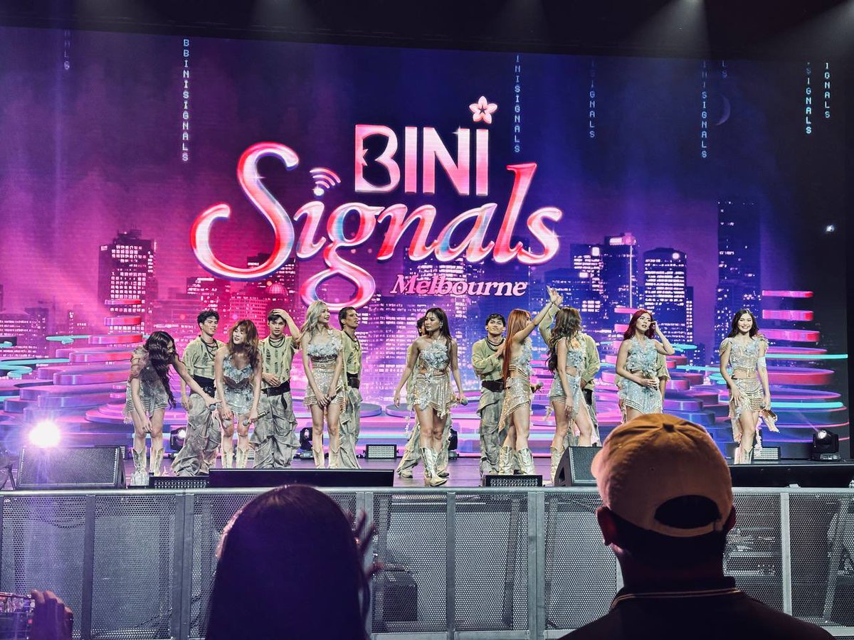 ABSCBNNews's tweet photo. LOOK: BINI take their bows as they wrap up the Melbourne stop of their “Signals” world tour.

Auckland, New Zealand, is the nation’s girl group’s next stop on September 25, 2026. (📷: Neah Cristobal) | via @pennedbybrie https://t.co/BcWdyN2rxy