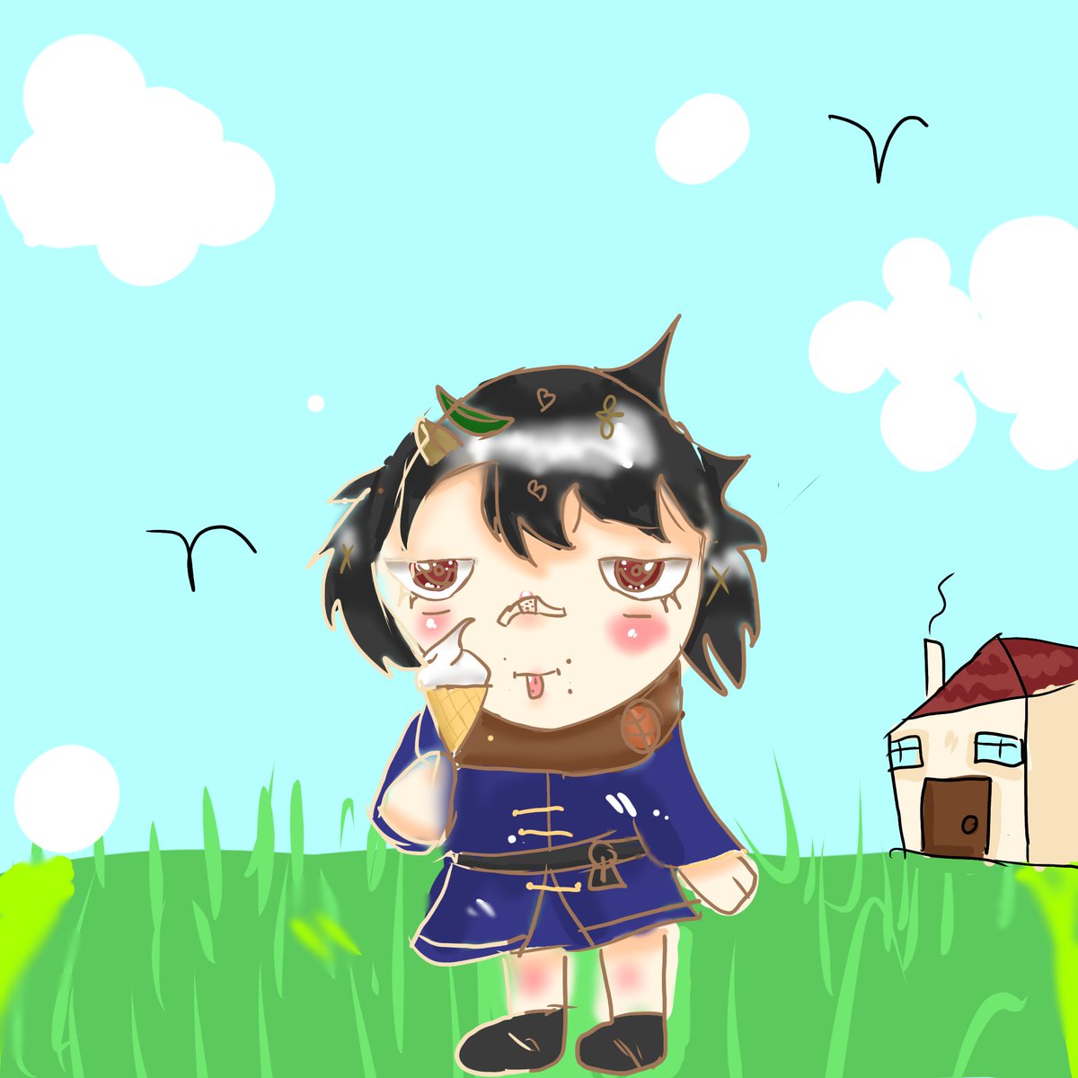 N33_YW's tweet photo. เมื่อเห็นตอนวาดเส็ด มีน้ำตากับสิ่งนี้มาก🤣 หลานสาววัย 8ขวบ บอกว่า หนูวาดรูปน้องออกจากบ้านมากินไอติมคะ  เด็กน้อยเร็นจินคนกึงของยายๆ ยืนแบ๋วๆกินไอติมหวานๆมุ้งมิ้งเลยยย😂😂 #DewTeeAetSpace https://t.co/4OgCTja1RV
